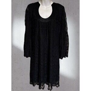 Trina Turk Los Angeles Black Lace Tunic Shift Dress Size 10 EUC!!